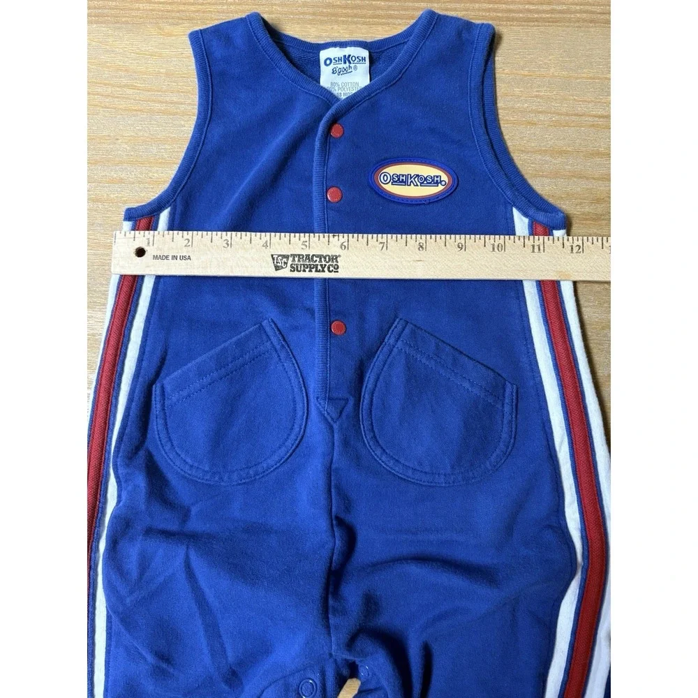 Vintage Oshkosh b'gosh 18m overalls jump bodysuit romper Blue Red Striped